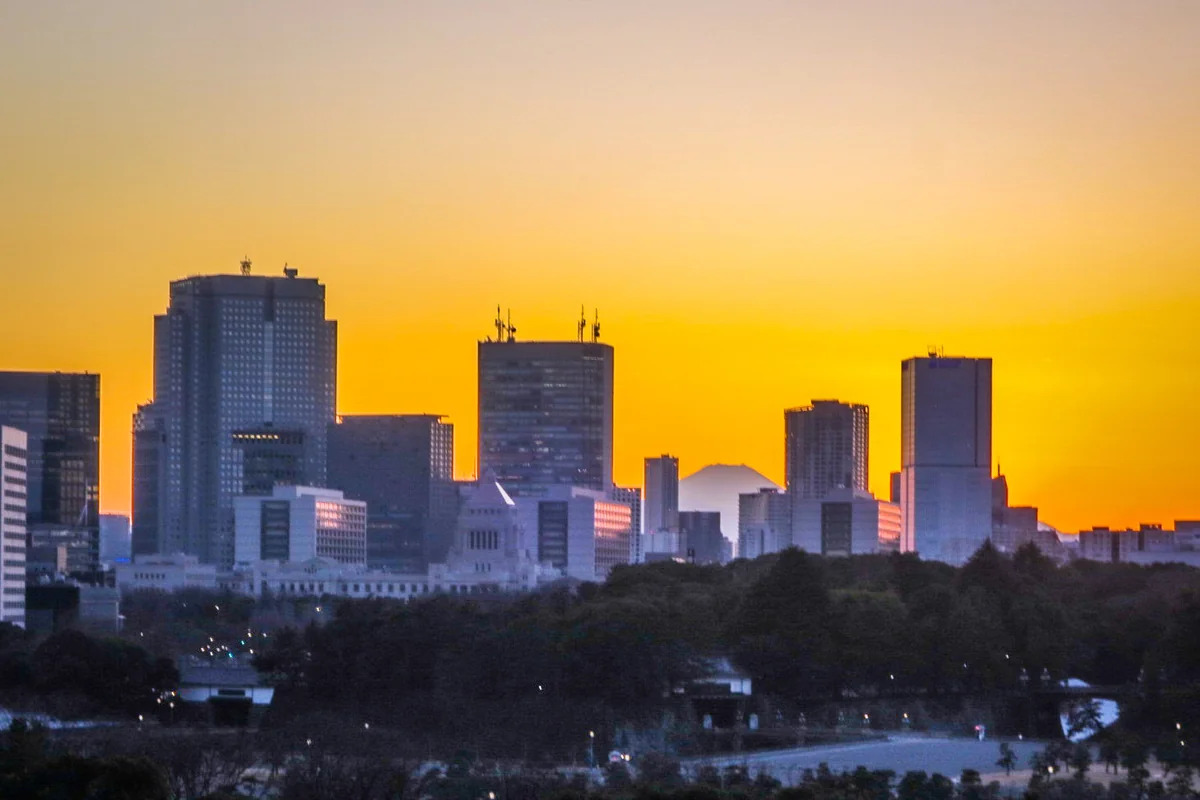 投稿写真：夕富士と国会議事堂