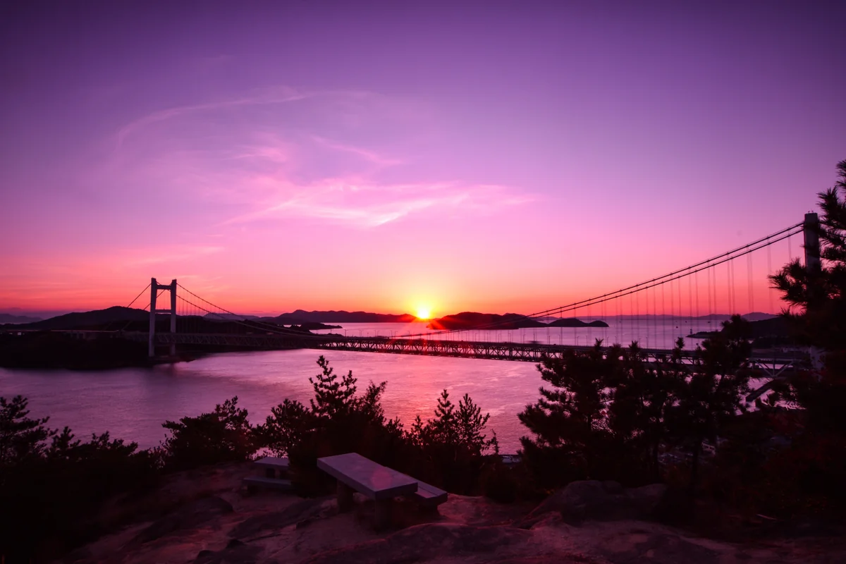 投稿写真：瀬戸大橋に沈む夕日