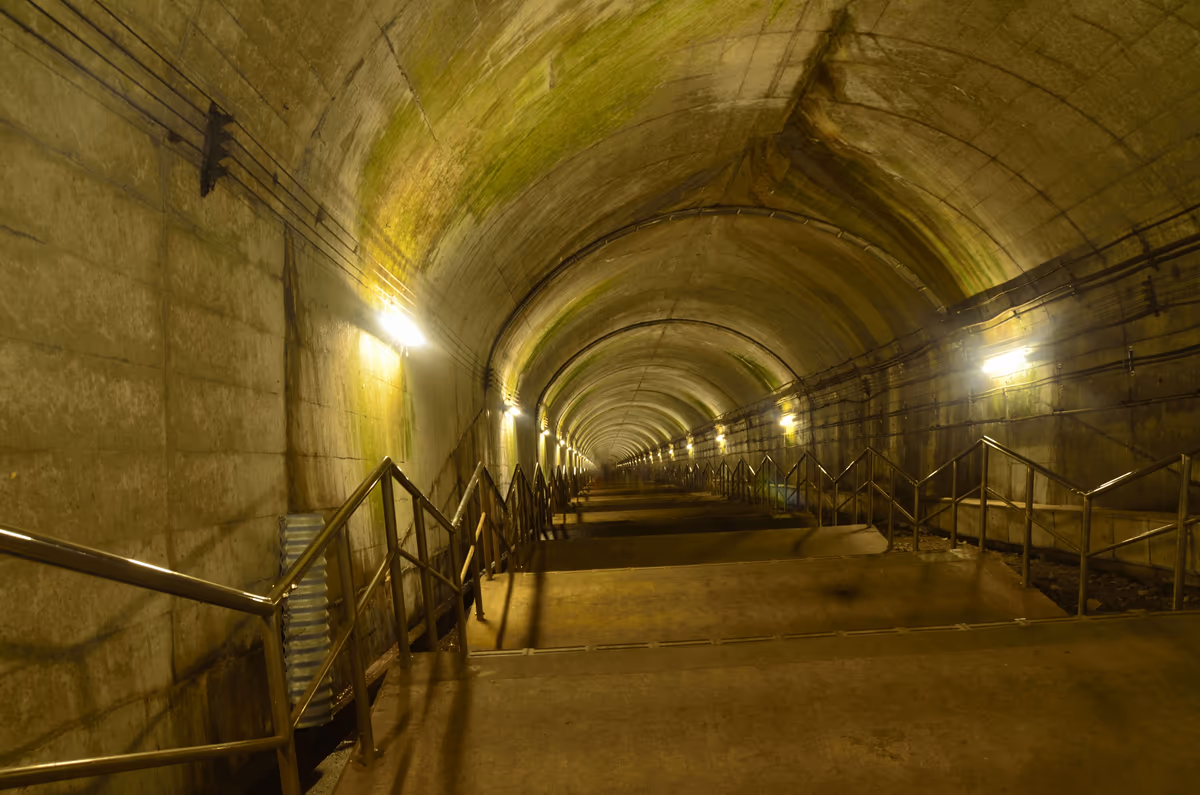 投稿写真：気合で降りる土合駅