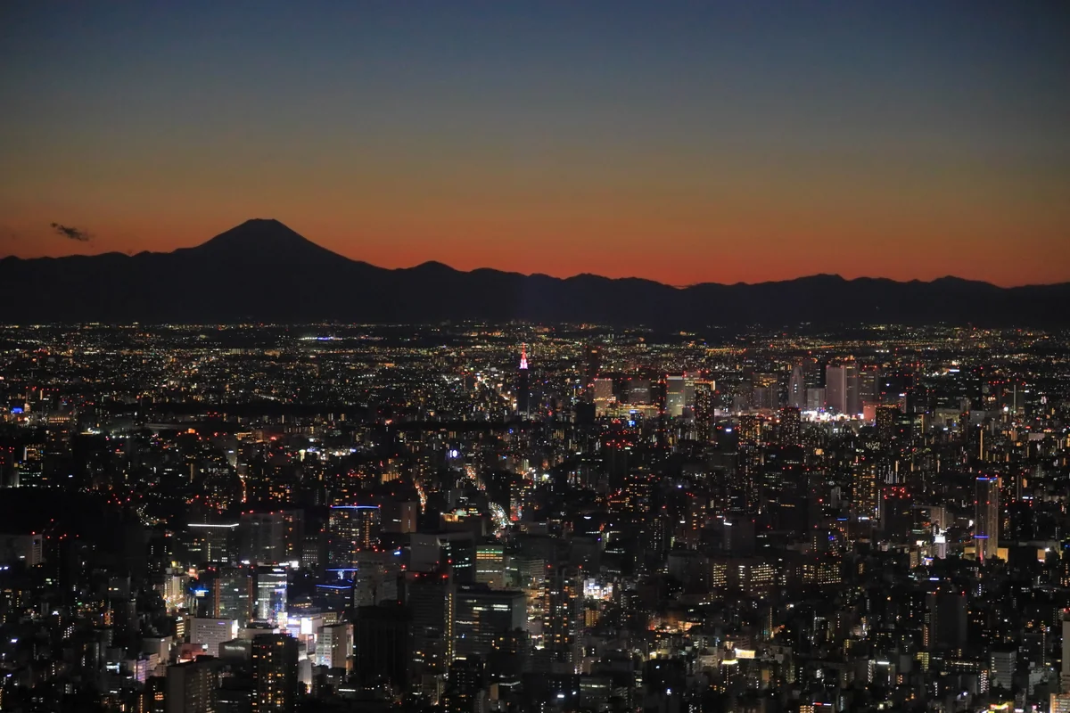 投稿写真：東京スカイツリーから見た夜景と富士山