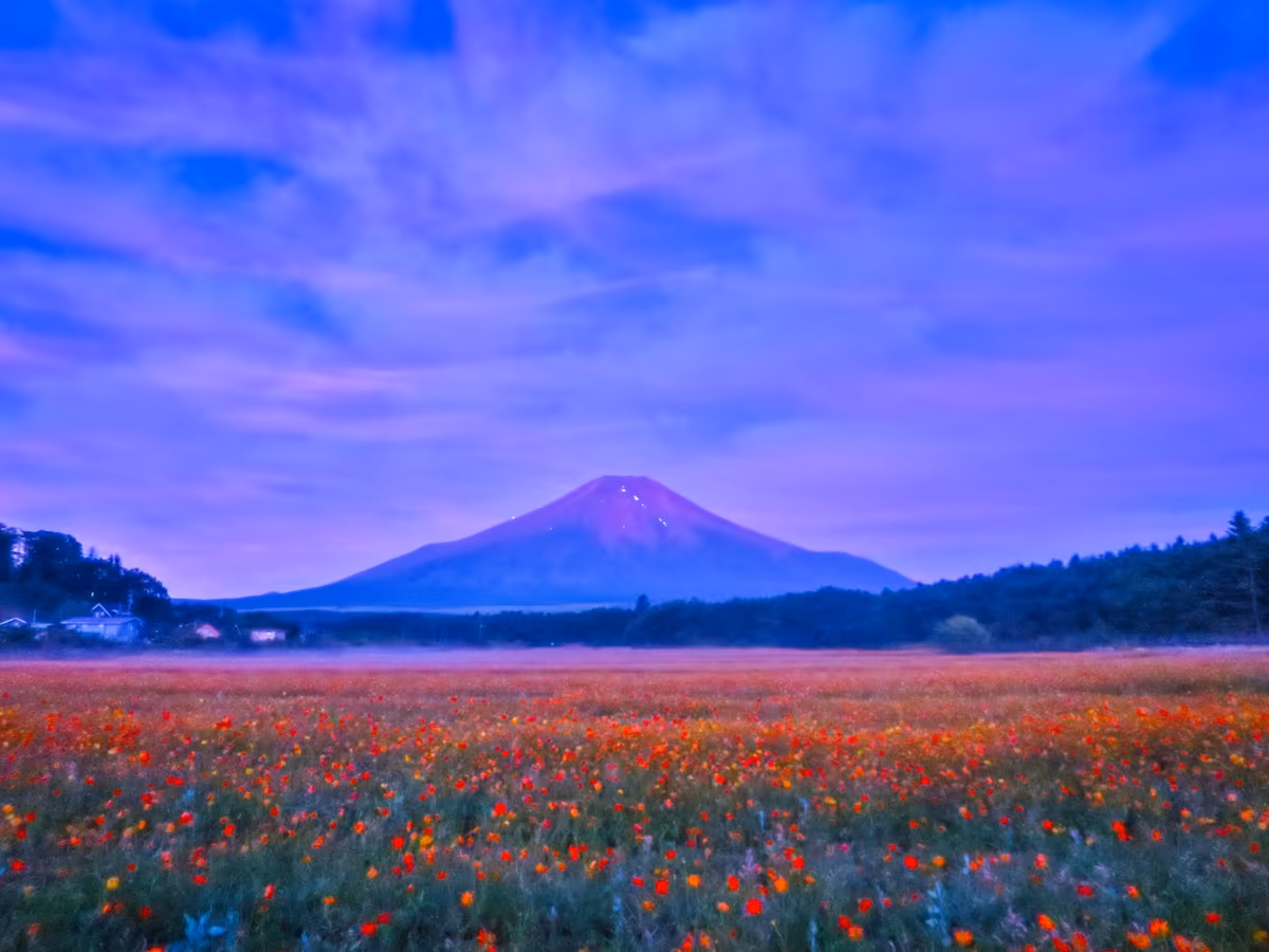 投稿写真：朝焼けの始まりと富士山